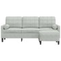 Dreisitzer-Sofa mit Hocker aus hellgrauem Samt, 180 cm. von , Sofas - Ref: Foro24-3278267, Preis: 311,02 €, Rabatt: %