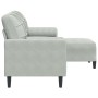 Dreisitzer-Sofa mit Hocker aus hellgrauem Samt, 180 cm. von , Sofas - Ref: Foro24-3278267, Preis: 311,02 €, Rabatt: %