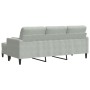 Dreisitzer-Sofa mit Hocker aus hellgrauem Samt, 180 cm. von , Sofas - Ref: Foro24-3278267, Preis: 311,02 €, Rabatt: %