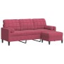 Sofá de 3 plazas con taburete de terciopelo rojo tinto 180 cm de , Sofás - Ref: Foro24-3278271, Precio: 324,99 €, Descuento: %