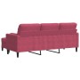 Sofá de 3 plazas con taburete de terciopelo rojo tinto 180 cm de , Sofás - Ref: Foro24-3278271, Precio: 324,99 €, Descuento: %