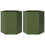 Hexagonal planters 2 units olive green steel 46x40x45 cm by , Pots and planters - Ref: Foro24-851115, Price: 90,74 €, Discoun...