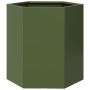 Hexagonal planters 2 units olive green steel 46x40x45 cm by , Pots and planters - Ref: Foro24-851115, Price: 90,74 €, Discoun...