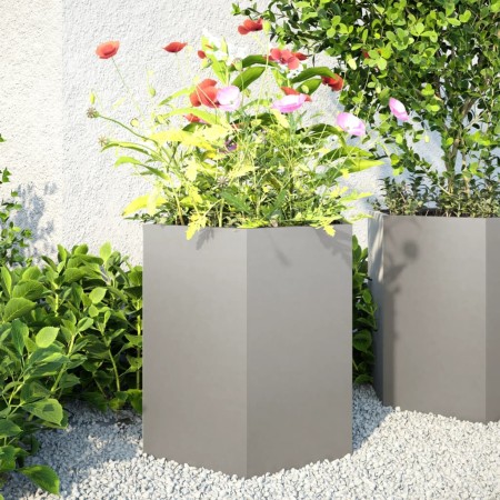 Hexagonal planter 2 units stainless steel 46x40x45 cm by , Pots and planters - Ref: Foro24-851117, Price: 106,86 €, Discount: %