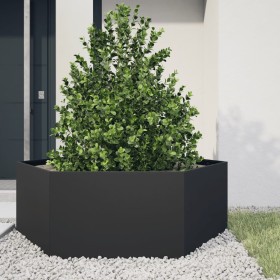 Black steel hexagonal planter 138x120x45 cm by , Pots and planters - Ref: Foro24-851136, Price: 89,99 €, Discount: %