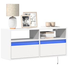 Wall-mounted TV stand with LED lights white 100x31x45 cm by , TV Furniture - Ref: Foro24-852334, Price: 83,78 €, Discount: %