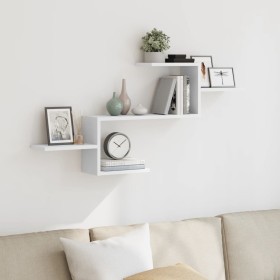 Engineered wood white wall shelf 104x15x49 cm by , Shelves and shelves - Ref: Foro24-853200, Price: 29,21 €, Discount: %