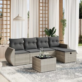 Garden sofa set 6 pieces and gray synthetic rattan cushions by , Garden sets - Ref: Foro24-3264098, Price: 435,33 €, Discount: %