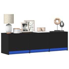 TV stand with LED lights, engineered wood, black, 140x34x40 cm by , TV Furniture - Ref: Foro24-852244, Price: 100,99 €, Disco...