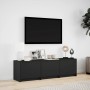 TV stand with LED lights, engineered wood, black, 140x34x40 cm by , TV Furniture - Ref: Foro24-852244, Price: 100,41 €, Disco...