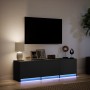 TV stand with LED lights, engineered wood, black, 140x34x40 cm by , TV Furniture - Ref: Foro24-852244, Price: 100,41 €, Disco...