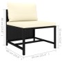 Mittelsofa mit schwarzen synthetischen Rattankissen von vidaXL, Modulare Sofas für den Außenbereich - Ref: Foro24-313508, Pre...