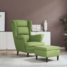 Light green velvet wingback chair and footstool by , Armchairs - Ref: Foro24-3115934, Price: 277,62 €, Discount: %