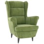 Light green velvet wingback chair and footstool by , Armchairs - Ref: Foro24-3115934, Price: 275,32 €, Discount: %