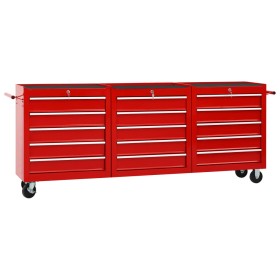 Werkzeugwagen mit 15 Schubladen aus rotem Stahl von vidaXL, Werkzeugschränke - Ref: Foro24-3056737, Preis: 685,99 €, Rabatt: %