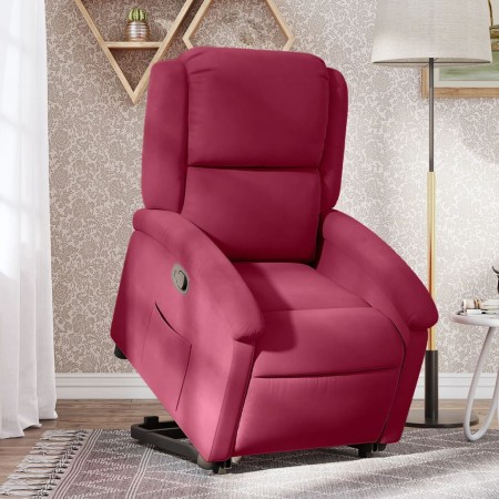 Sillón reclinable elevable terciopelo rojo tinto de , Sillones - Ref: Foro24-3204305, Precio: 278,61 €, Descuento: %