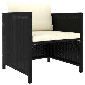 3-teilige Gartensofas und schwarze synthetische Rattankissen von vidaXL, Modulare Sofas für den Außenbereich - Ref: Foro24-31...