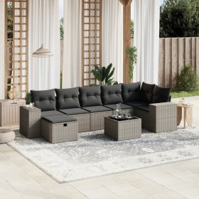 Gartensofa-Set, 8-teilig, mit grauen Kissen aus synthetischem Rattan von , Gartensets - Ref: Foro24-3264448, Preis: 565,49 €,...