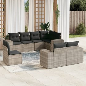 Garden sofa set 8 pieces and gray synthetic rattan cushions by , Garden sets - Ref: Foro24-3222841, Price: 637,50 €, Discount: %