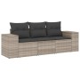 Gartensofa-Set, 3-teilig, mit grauen Kissen aus synthetischem Rattan von , Modulare Sofas für den Außenbereich - Ref: Foro24-...