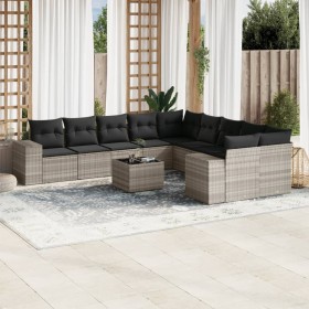 Garden sofa set 11 pieces and gray synthetic rattan cushions by , Garden sets - Ref: Foro24-3223121, Price: 784,72 €, Discoun...