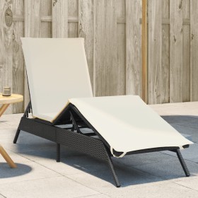 Sun lounger with black synthetic rattan cushion by , Loungers - Ref: Foro24-4002701, Price: 138,99 €, Discount: %