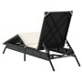 Sun lounger with black synthetic rattan cushion by , Loungers - Ref: Foro24-4002701, Price: 138,91 €, Discount: %