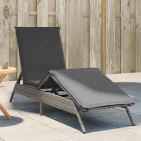 Sun lounger with synthetic rattan and grey cushion by , Loungers - Ref: Foro24-4002703, Price: 140,99 €, Discount: %