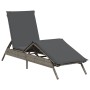 Sun lounger with synthetic rattan and grey cushion by , Loungers - Ref: Foro24-4002703, Price: 141,34 €, Discount: %