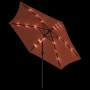 Garden umbrella with LED lights, steel pole, terracotta color, 300cm. by vidaXL, Umbrellas - Ref: Foro24-313757, Price: 116,7...