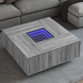 Coffee table with Infinity LED gray Sonoma 100x100x40 cm by , Coffee table - Ref: Foro24-3284047, Price: 218,99 €, Discount: %