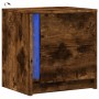 Nightstand with LED lights, smoked oak engineered wood by , Nightstands - Ref: Foro24-852055, Price: 55,33 €, Discount: %