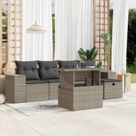 Garden sofa set 6 pieces and gray synthetic rattan cushions by , Garden sets - Ref: Foro24-3275292, Price: 481,54 €, Discount: %