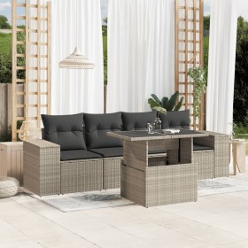 Gartensofa-Set und Kissen, 5-teilig, aus hellem grauem Kunst-Rattan. von , Gartensets - Ref: Foro24-3268992, Preis: 425,84 €,...