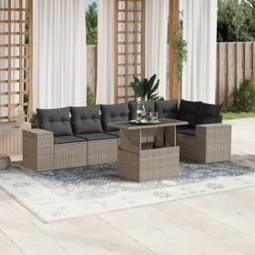 7-piece garden sofa set with light gray PE rattan cushions by , Garden sets - Ref: Foro24-3269182, Price: 563,46 €, Discount: %