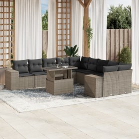 Garden sofa set 11 pieces and gray synthetic rattan cushions by , Garden sets - Ref: Foro24-3269432, Price: 837,99 €, Discoun...