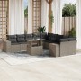 Garden sofa set 11 pieces and gray synthetic rattan cushions by , Garden sets - Ref: Foro24-3269432, Price: 836,46 €, Discoun...