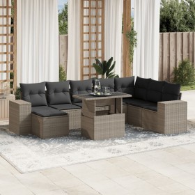 Garden furniture set 9 pieces and light gray synthetic rattan cushions by , Garden sets - Ref: Foro24-3269362, Price: 693,72 ...