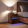 Mesita de noche con luces LED madera ingeniería roble ahumado de , Mesitas de noche - Ref: Foro24-852041, Precio: 54,92 €, De...