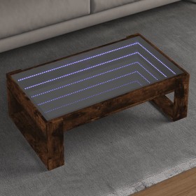 Coffee table with Infinity LED smoked oak 90x53x30 cm by , Coffee table - Ref: Foro24-847641, Price: 111,95 €, Discount: %