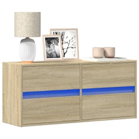 Wall-mounted TV unit with LED lights Sonoma oak 100x31x45 cm by , TV Furniture - Ref: Foro24-852294, Price: 88,99 €, Discount: %