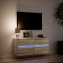 Wall-mounted TV unit with LED lights Sonoma oak 100x31x45 cm by , TV Furniture - Ref: Foro24-852294, Price: 88,66 €, Discount: %