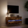 Wall-mounted TV stand with smoked oak finish and LED lights 100x31x45 cm by , TV Furniture - Ref: Foro24-852296, Price: 88,99...