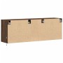 Wall-mounted TV stand with LED lights in brown oak color, 130x31x45 cm. by , TV Furniture - Ref: Foro24-852305, Price: 115,07...