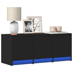 TV stand with LED made of black engineered wood 97x34x40 cm by , TV Furniture - Ref: Foro24-852237, Price: 87,19 €, Discount: %