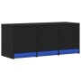 TV stand with LED made of black engineered wood 97x34x40 cm by , TV Furniture - Ref: Foro24-852237, Price: 87,19 €, Discount: %