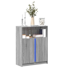 Sideboard with LED lights in Sonoma grey engineered wood 77x34x100 cm by , Sideboards - Ref: Foro24-852150, Price: 95,99 €, D...