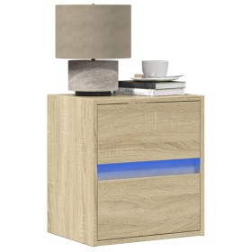 Wall-mounted TV stand with LED lights Sonoma oak 41x31x45 cm by , TV Furniture - Ref: Foro24-852275, Price: 59,99 €, Discount: %