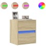 Wall-mounted TV stand with LED lights Sonoma oak 41x31x45 cm by , TV Furniture - Ref: Foro24-852275, Price: 59,28 €, Discount: %