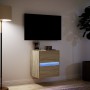 Wall-mounted TV stand with LED lights Sonoma oak 41x31x45 cm by , TV Furniture - Ref: Foro24-852275, Price: 59,28 €, Discount: %